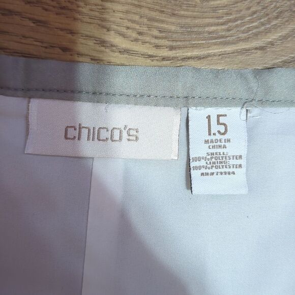 Chico's Green Ombre Ladies Maxi Lined Crinkle Pleated Skirt sz 1.5/ M/10 - Picture 7 of 11